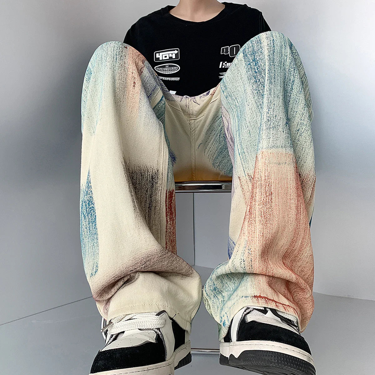 Colorful Graffiti Tie Dye Loose Jeans
