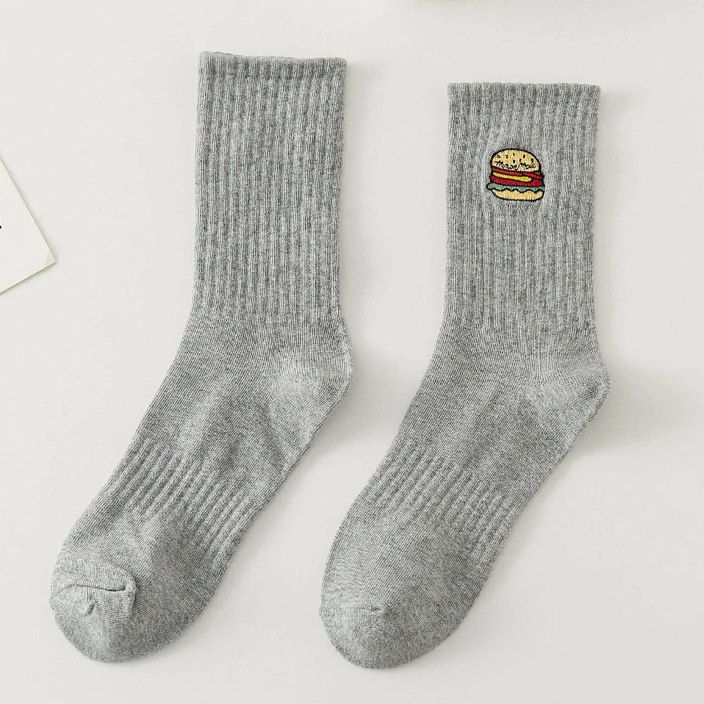 Cozy Embroidered Funny Winter School Socks