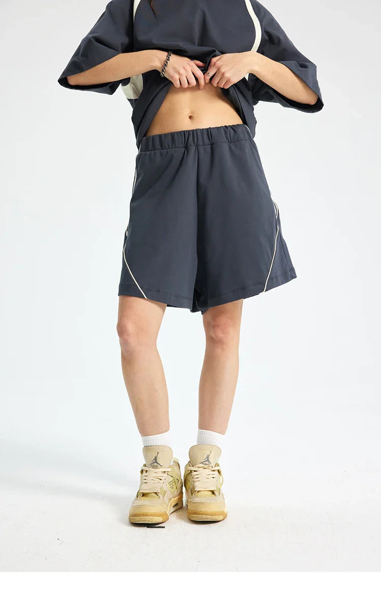 Pantaloncini larghi a righe patchwork