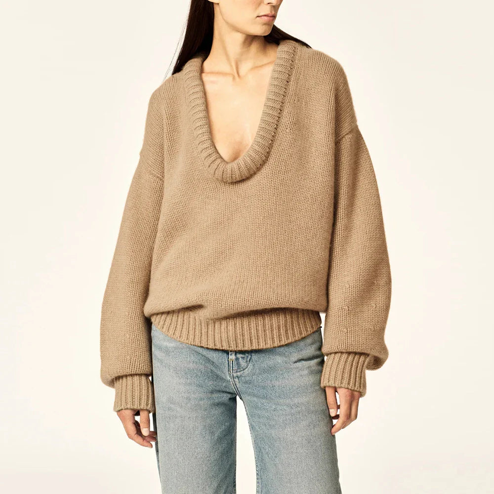 Women Cute Chic Solid Loose O Neck Sweater
