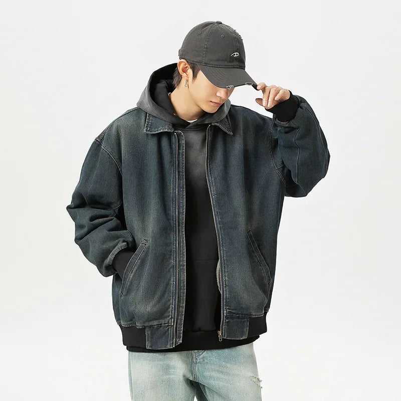Fashionable Retro Stylish Zipper Splice Jacket
