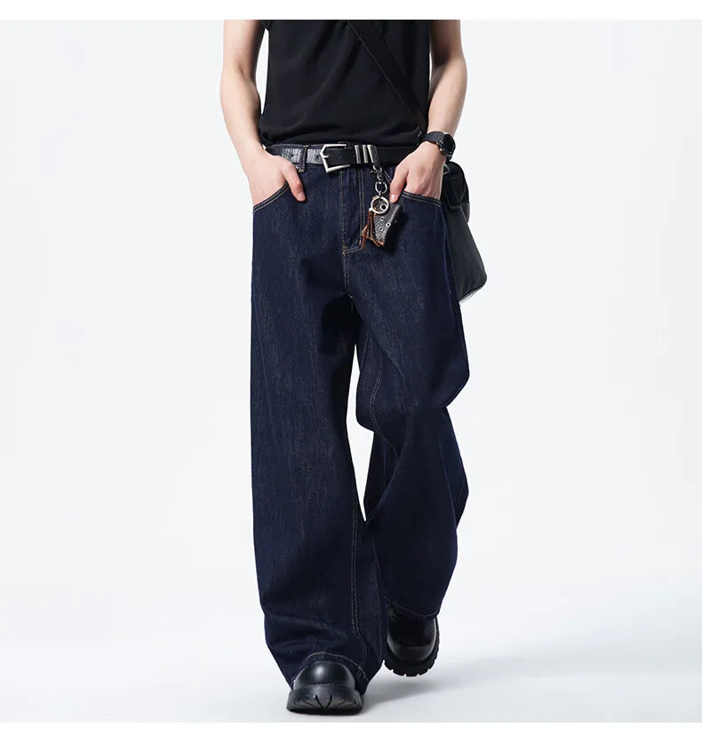 Classic Loose Dark Blue Straight Jeans