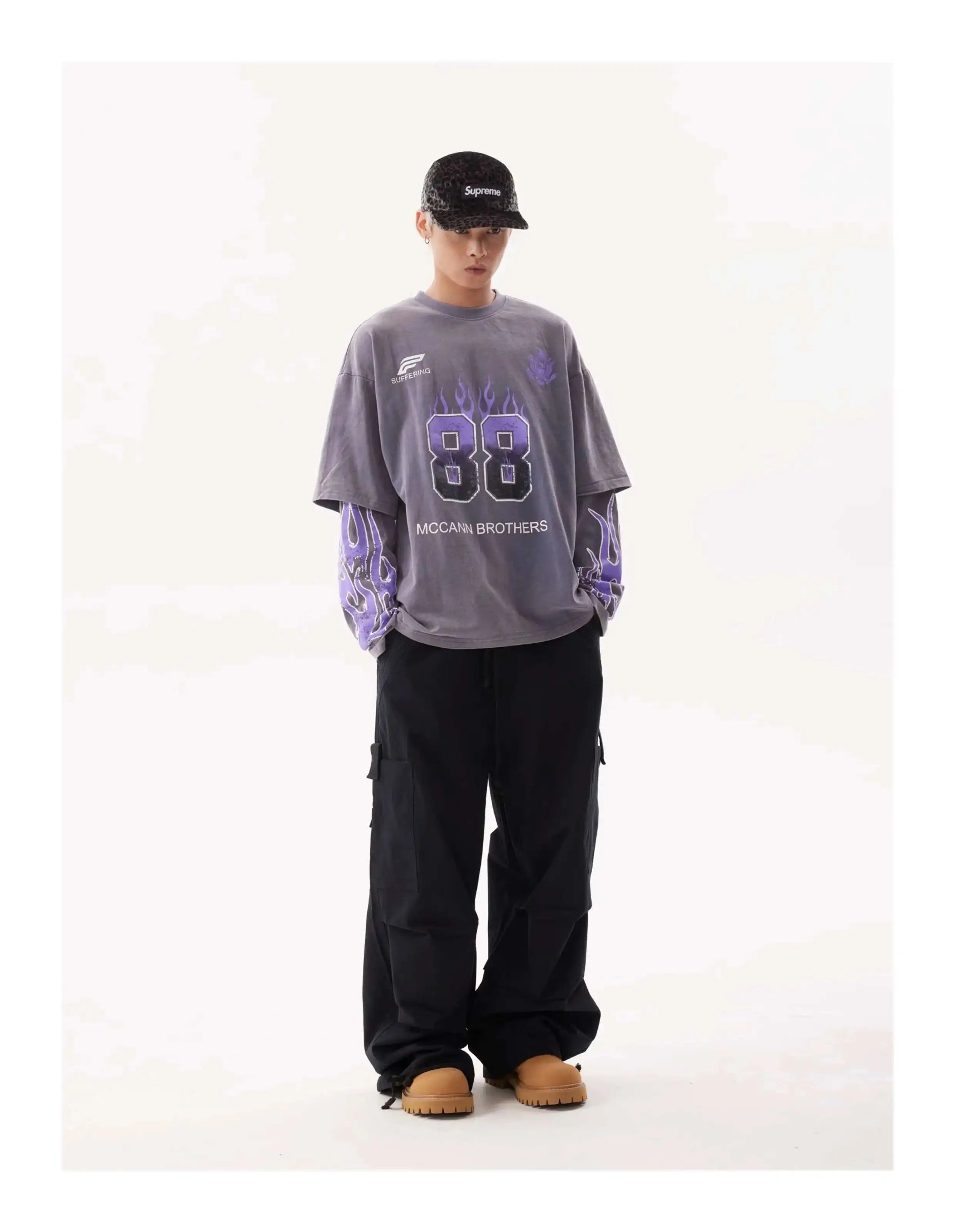 Vintage American Style Letter Print Long Sleeve T-Shirt