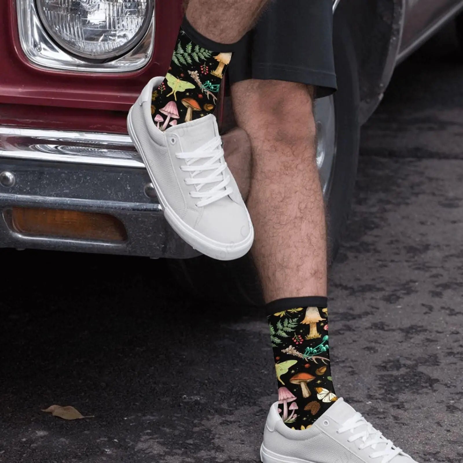 Funny Novelty Mushroom Crew School Socks