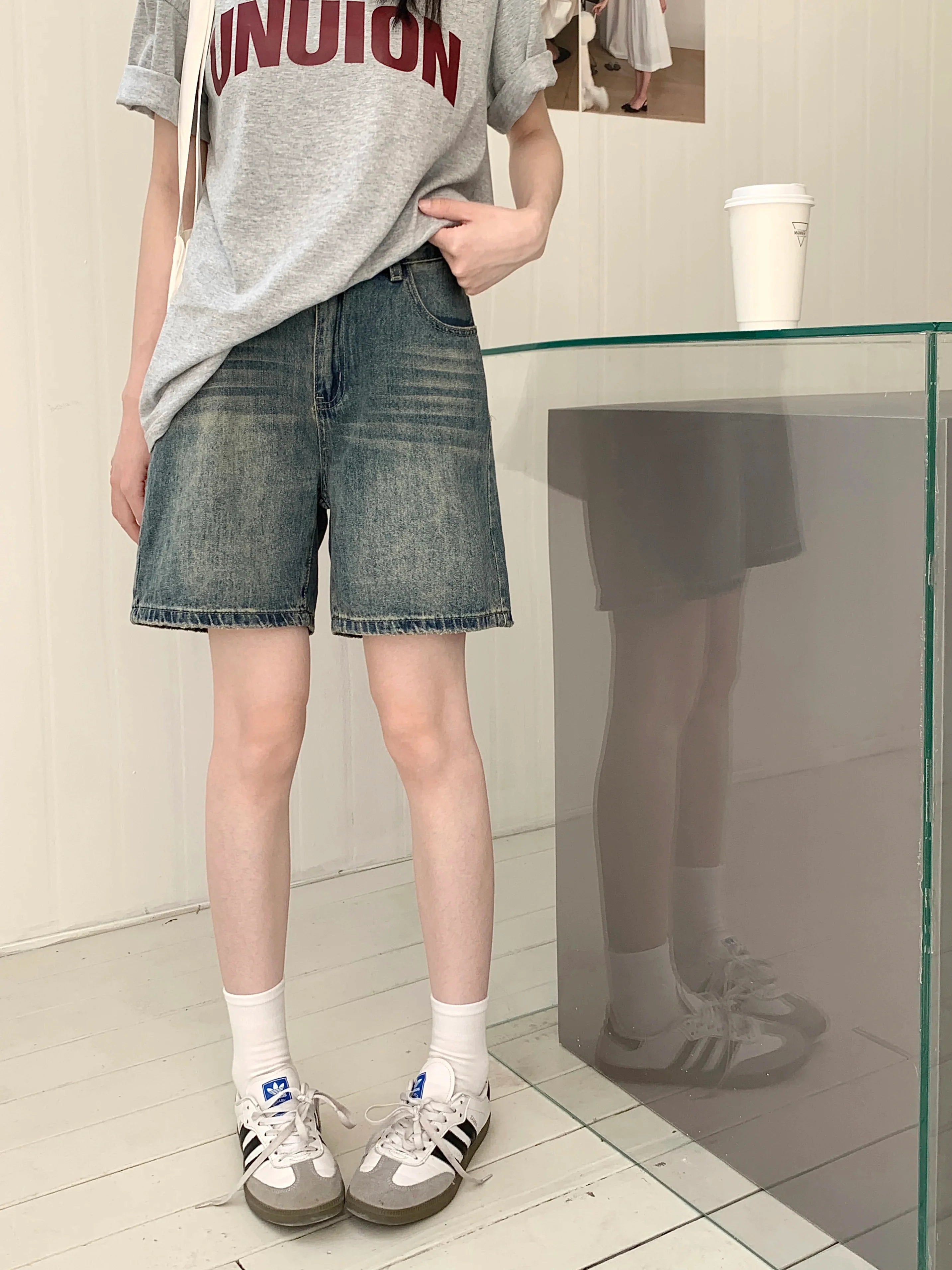 Vintage denim short met hoge taille voor dames