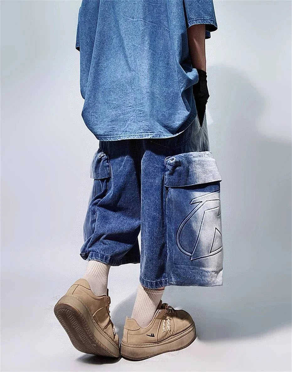 Retro Hip Hop Wide Leg Denim Jorts