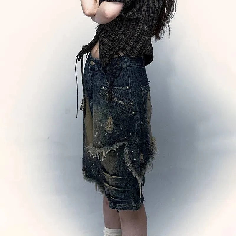 Vintage Grunge Ästhetik Abgenutzte Denim Jeans