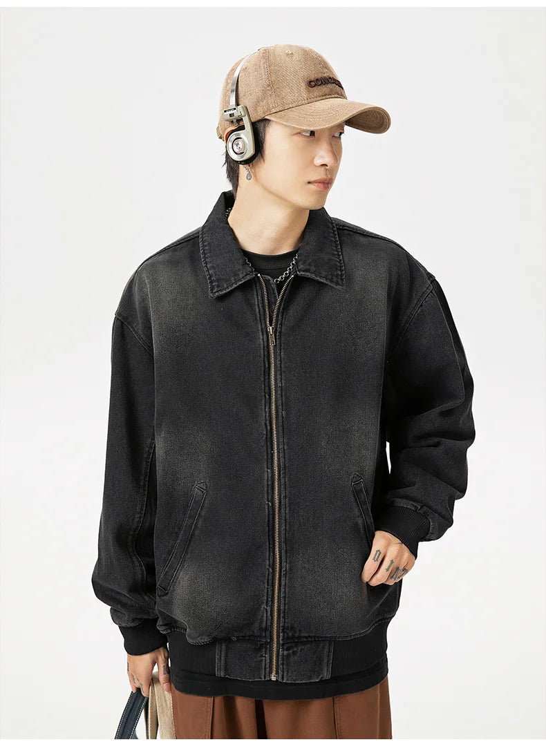 Fashionable Retro Stylish Zipper Splice Jacket