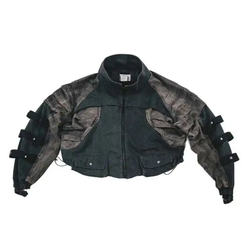 Dark Punk Stand Collar Patchwork Jacket