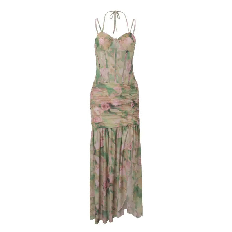 Ruched Floral Maxi Dress
