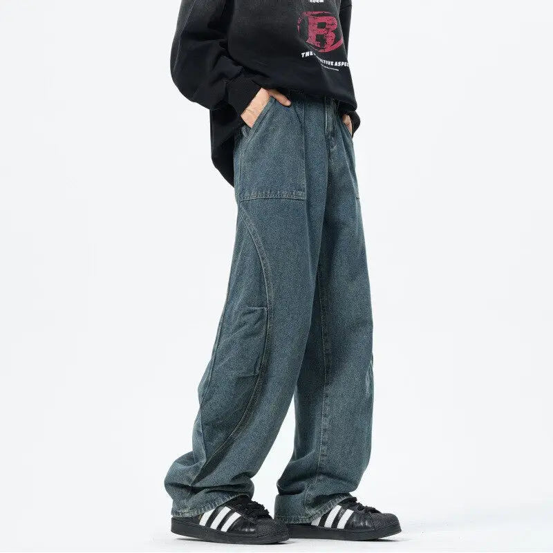 Personality Patchwork Baggy Straight Jeans