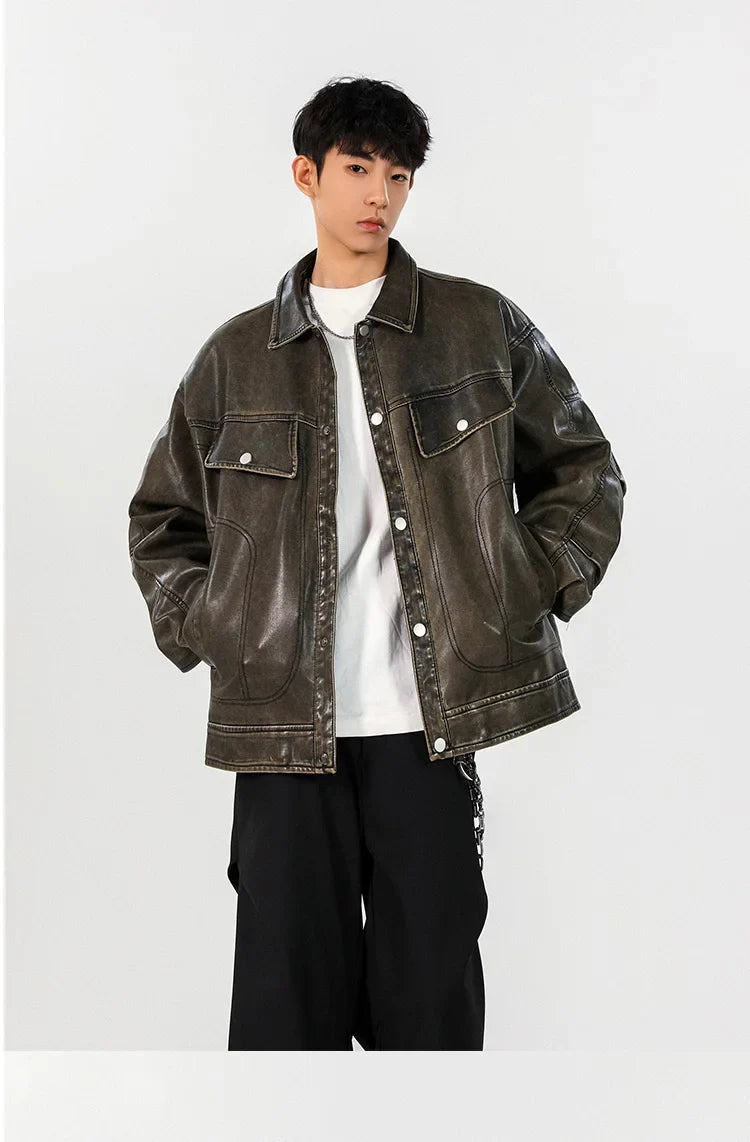 Classic Premium Vintage Loose Leather Motorcycle Jacket