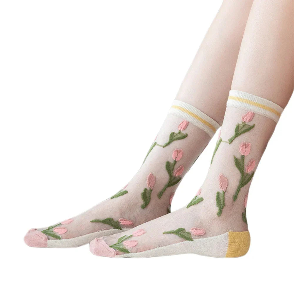 Ultra Chic Summer Crystal Silk Socks