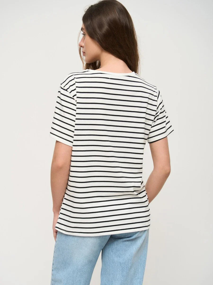 Striped Summer Short Sleeve Knitted T-Shirt
