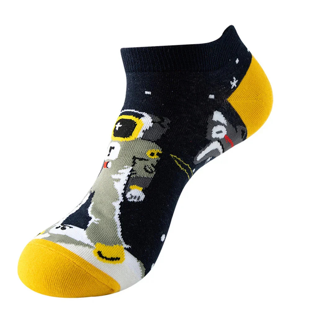 Funny Hip Hop Cartoon Cotton School Socks