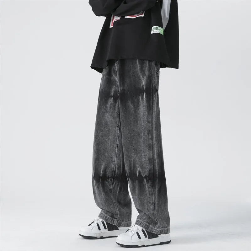 Black Tie Dye Streetwear Straight Jeans
