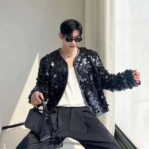Trendy Stylish Sequin Splicing Street Jacket
