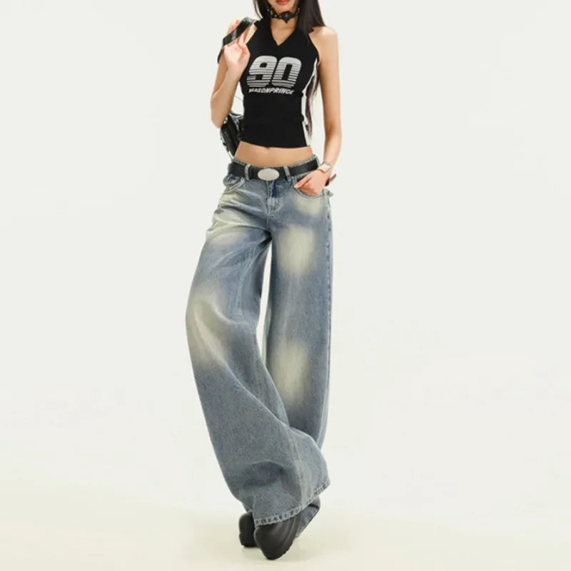 Vintage Blue Aesthetic Punk Baggy Jeans