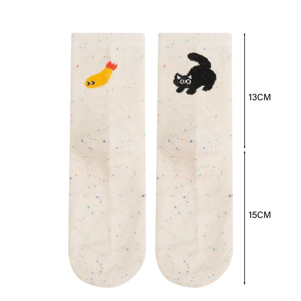 School Socks Thermal Cute Cartoon Cat Fish