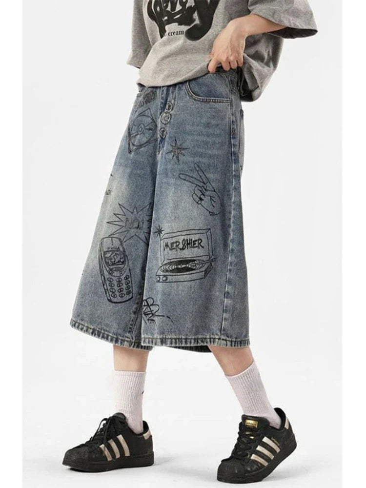 Y2K Women's Printed Washed Jorts