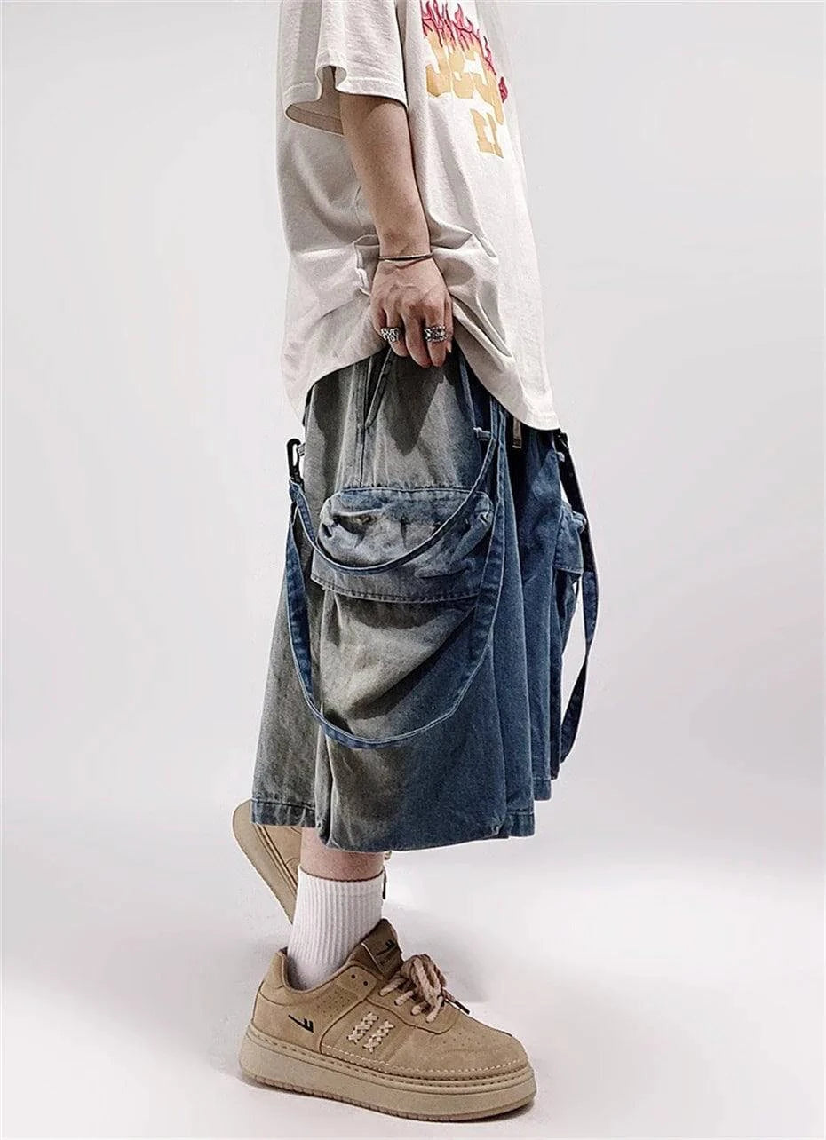 Vintage Denim Hip Hop Rivet Jorts