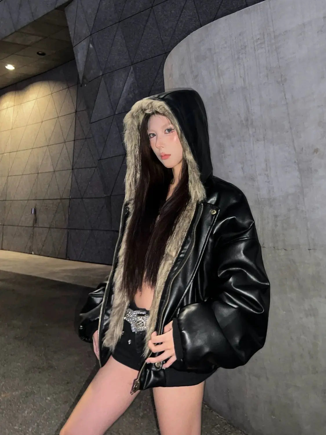 Reversible Luxury Double Face Faux Fur Hooded Jacket