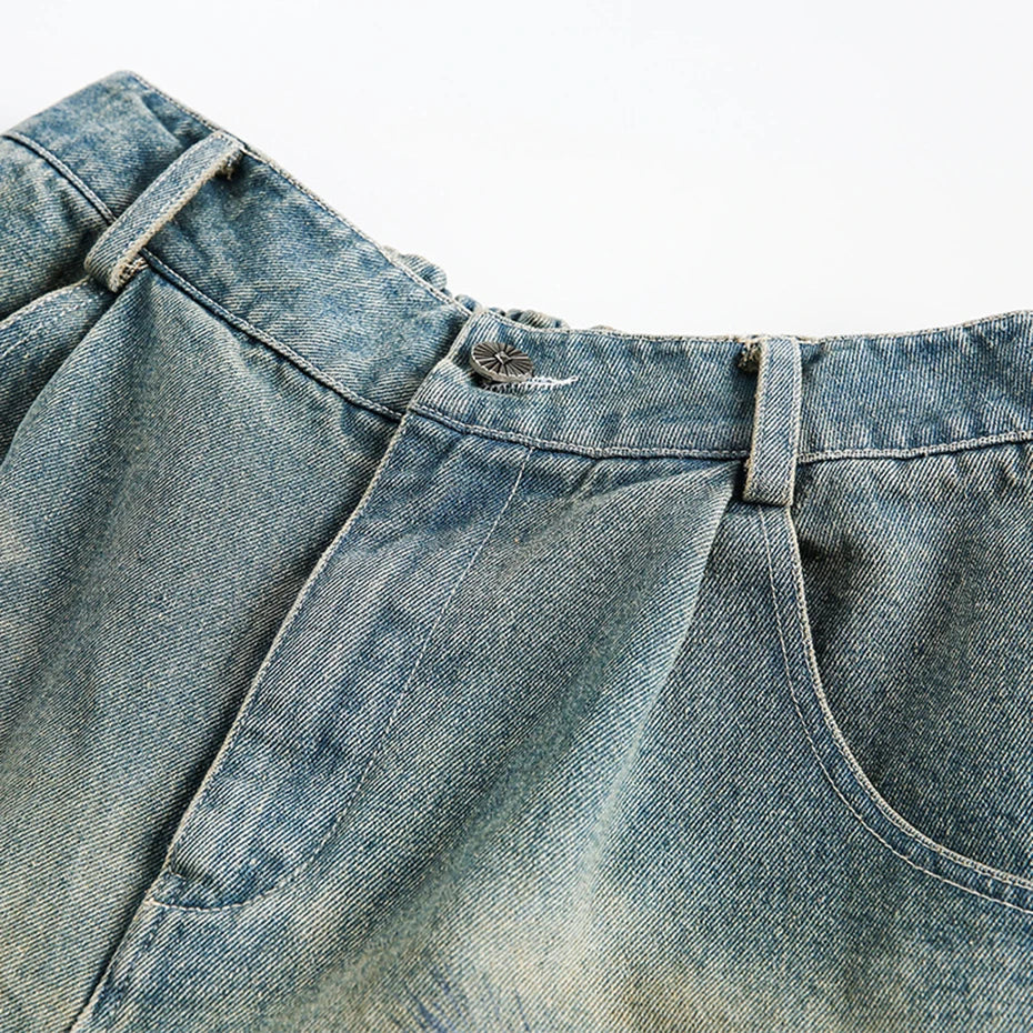 Pantaloncini in denim con stampa divina