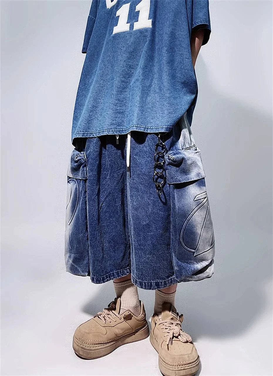 Retro Hip Hop Wide Leg Denim Jorts
