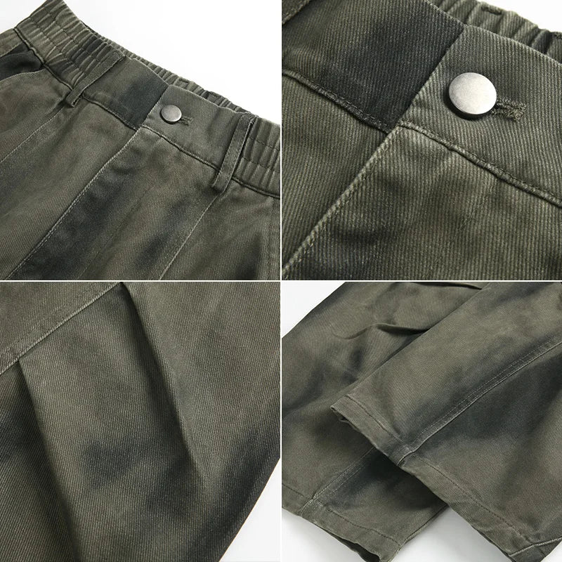 Pantalon cargo décontracté à jambes larges et tendance