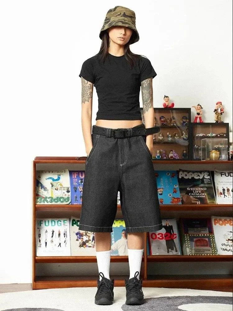 Y2K Übergroße Cargo-Jeansshorts