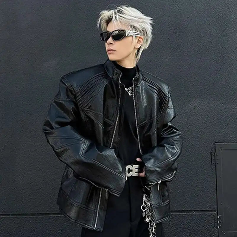 Metallic Deconstruction Darkwear Leather Jacket
