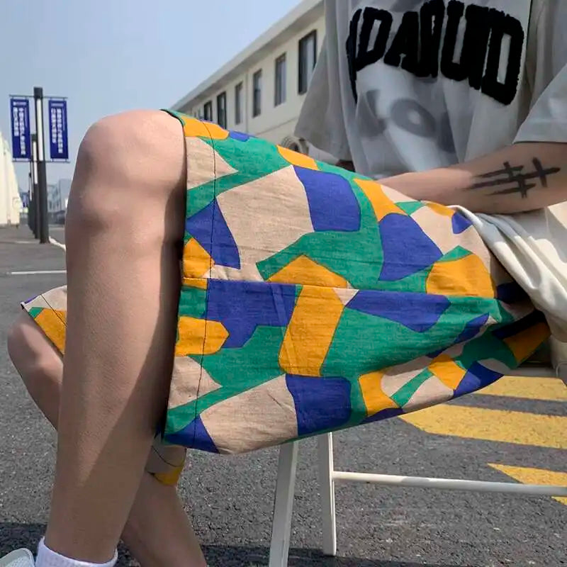 Shorts de playa para hombre con estampado floral retro