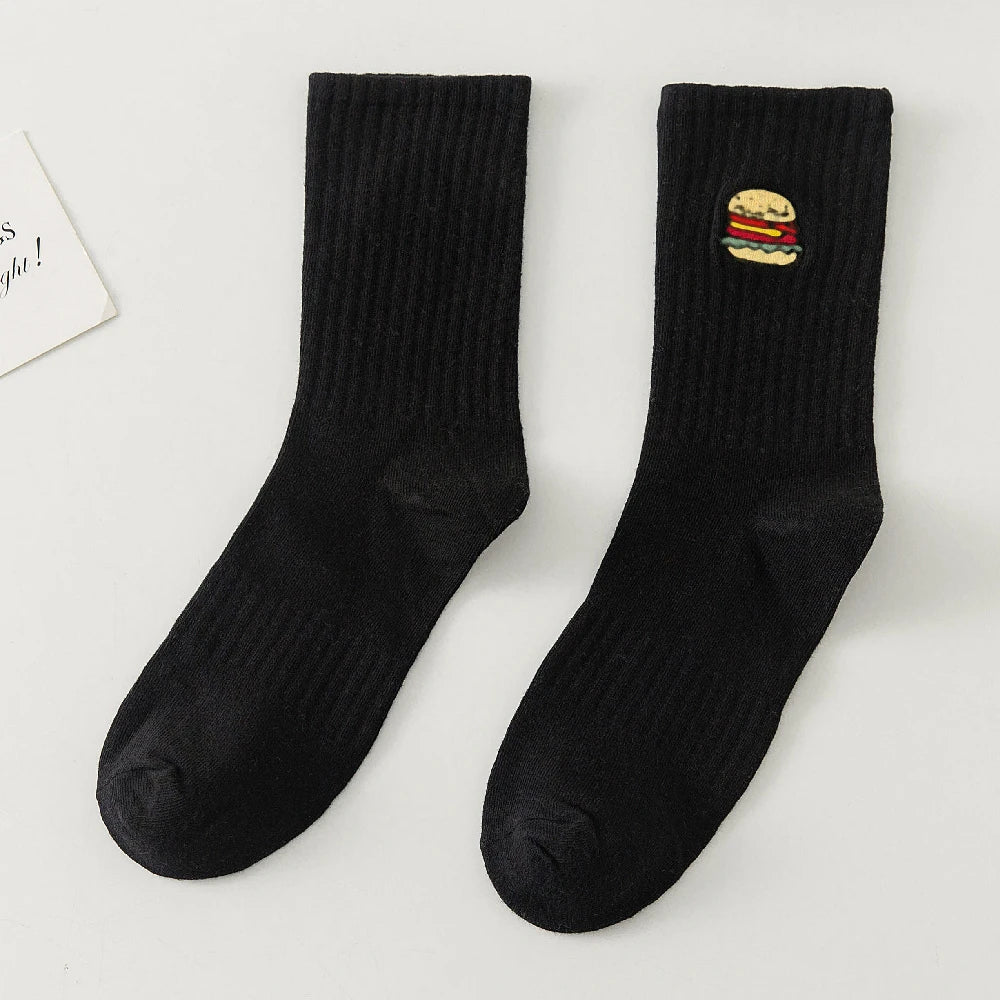 Cozy Embroidered Funny Winter School Socks