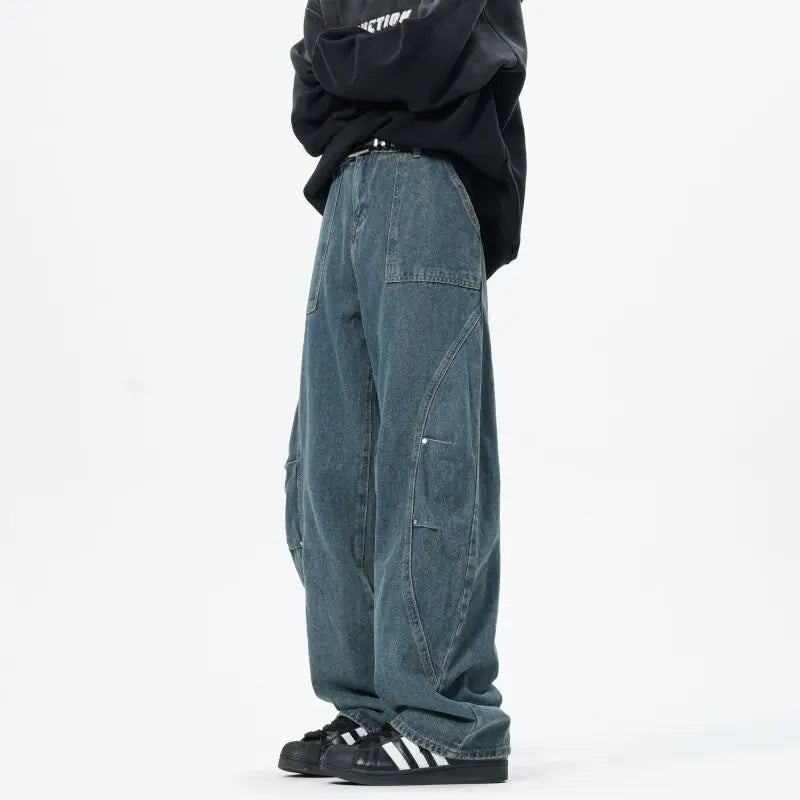 Personality Patchwork Baggy Straight Jeans