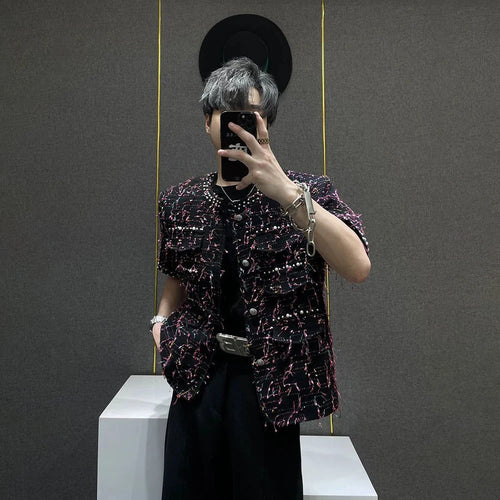 Jaqueta Masculina Vintage com Miçangas e Franjas - Preto / GG