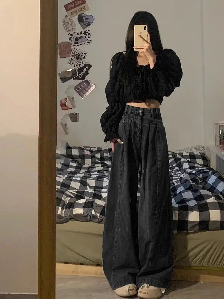 Vintage High Waist Black Emo Jeans