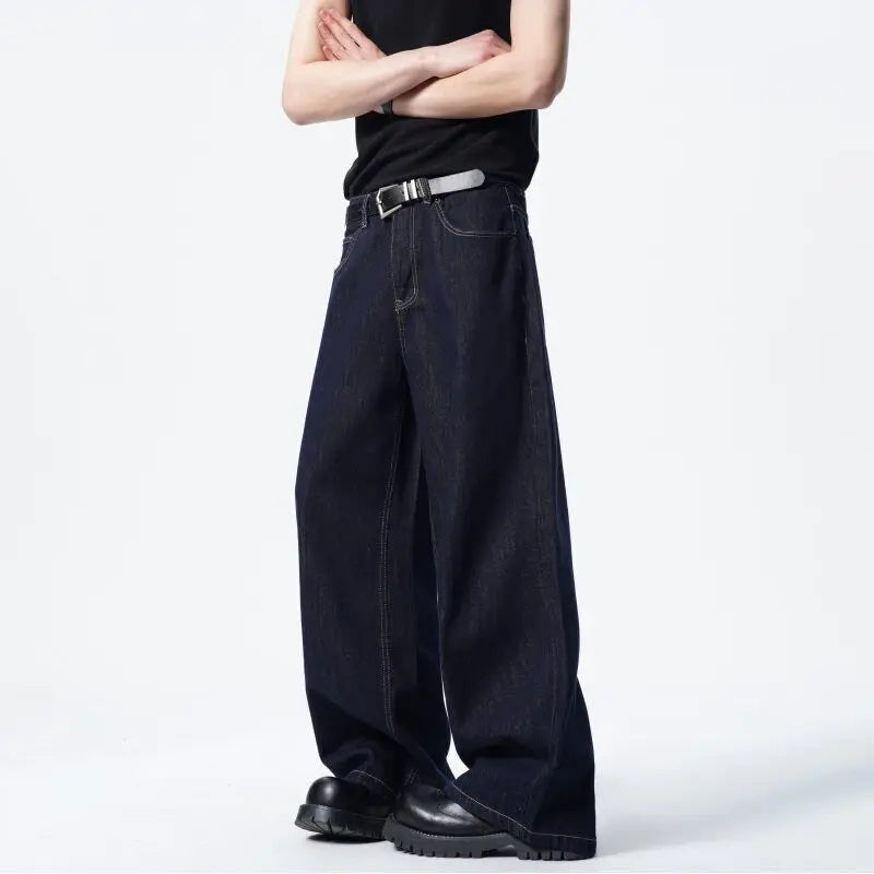 Classic Loose Dark Blue Straight Jeans