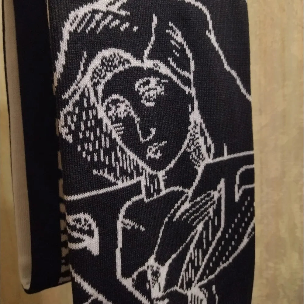 Y2K Streetwear Knitted Black Scarf