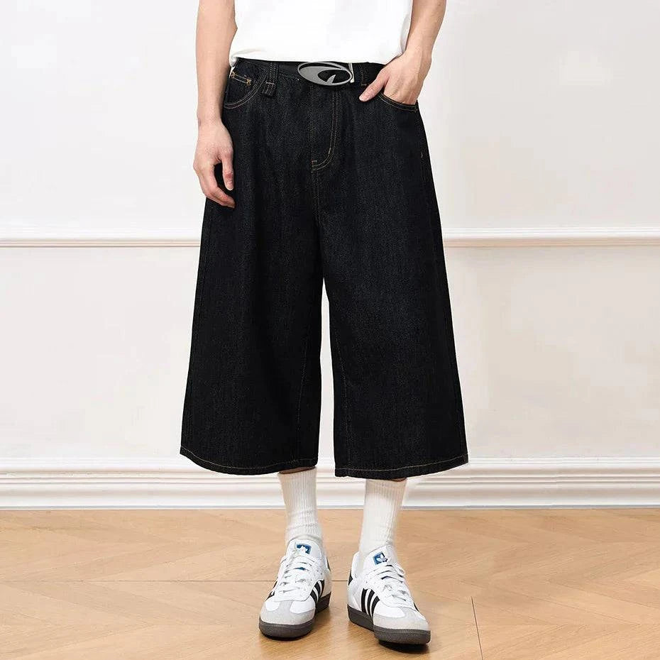 Vintage Black Baggy Denim Shorts