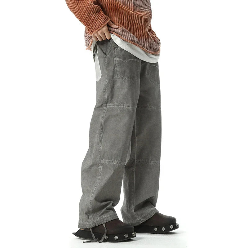 Pantalon cargo ample à délavage vintage