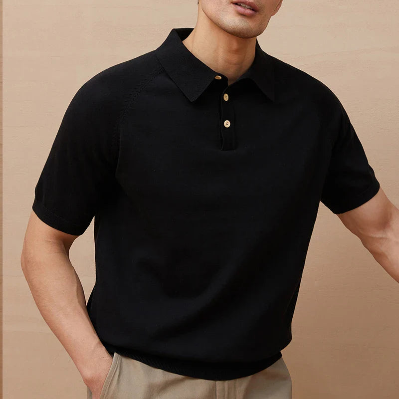 Classic Comfort Luxury Knitted Polo Short Sleeve T-Shirt