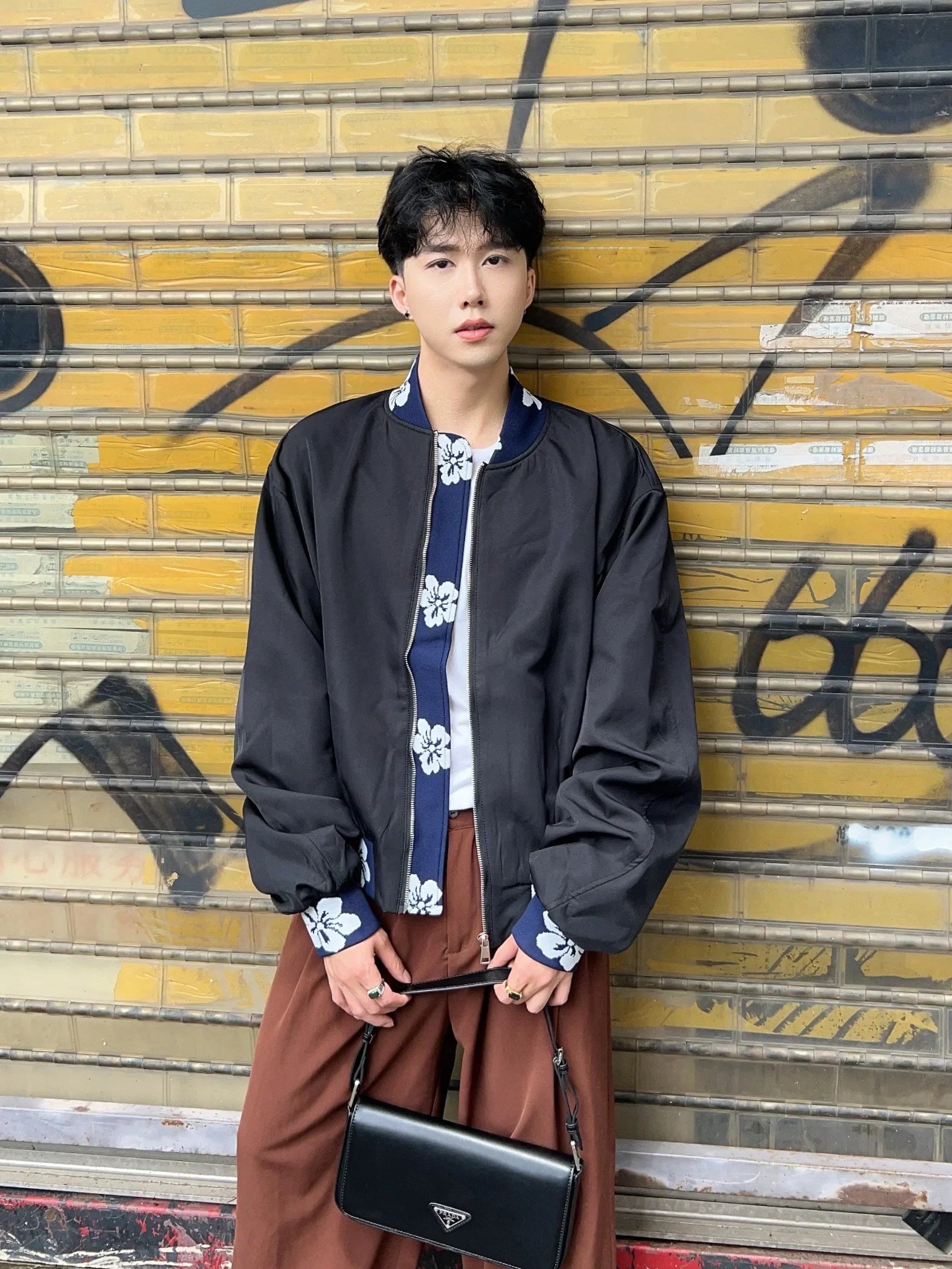 American Style Embroidered Jacquard Splicing Jacket