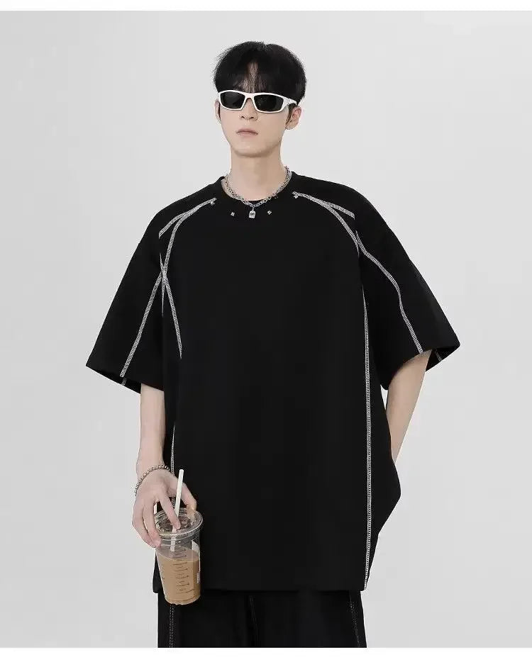 Streetwear Breathable American Black Short Sleeve T-Shirt