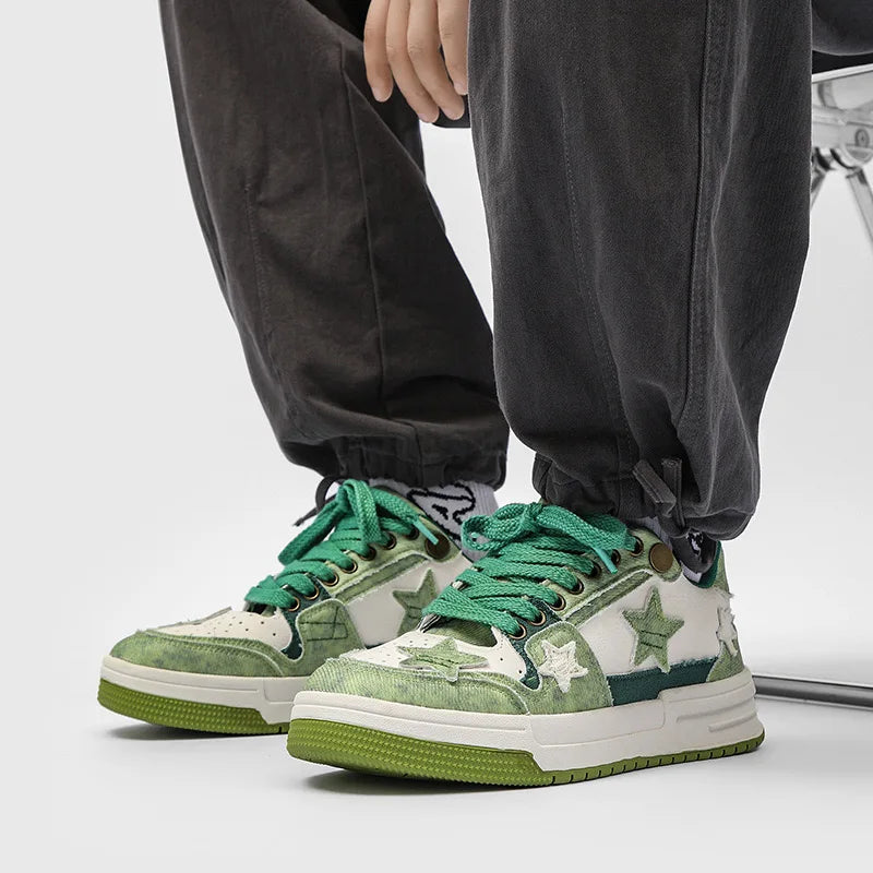 Avocado Green Starryclimb Patchwork Skate Shoes
