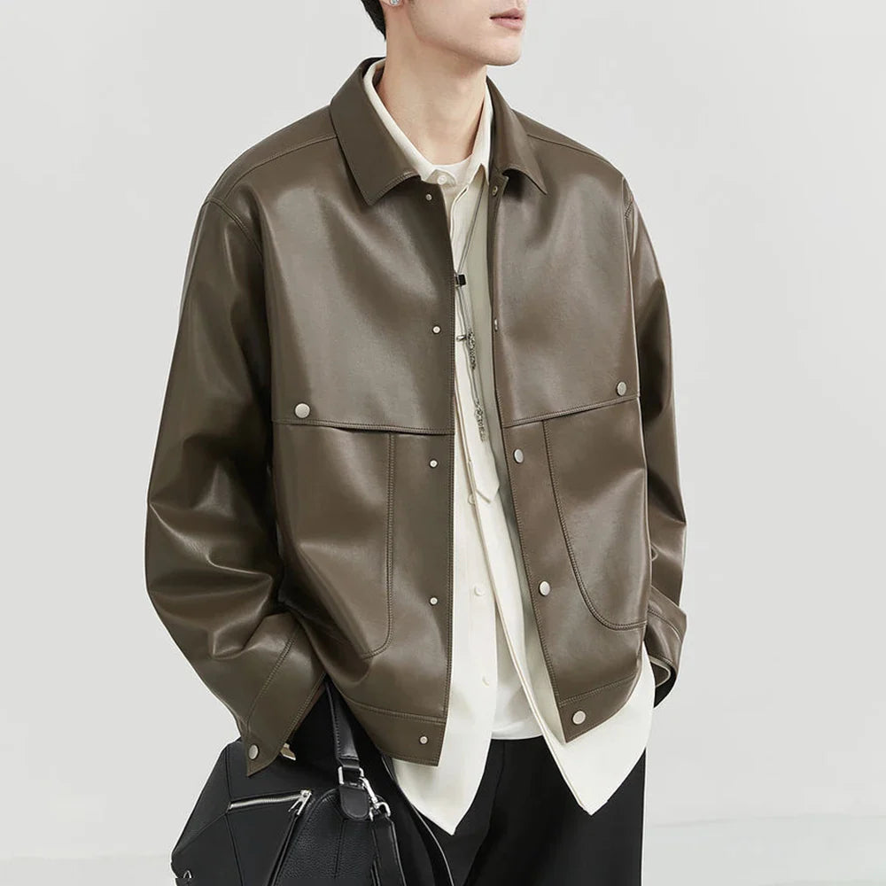 Versatile Mens Moto Biker Leather Jacket