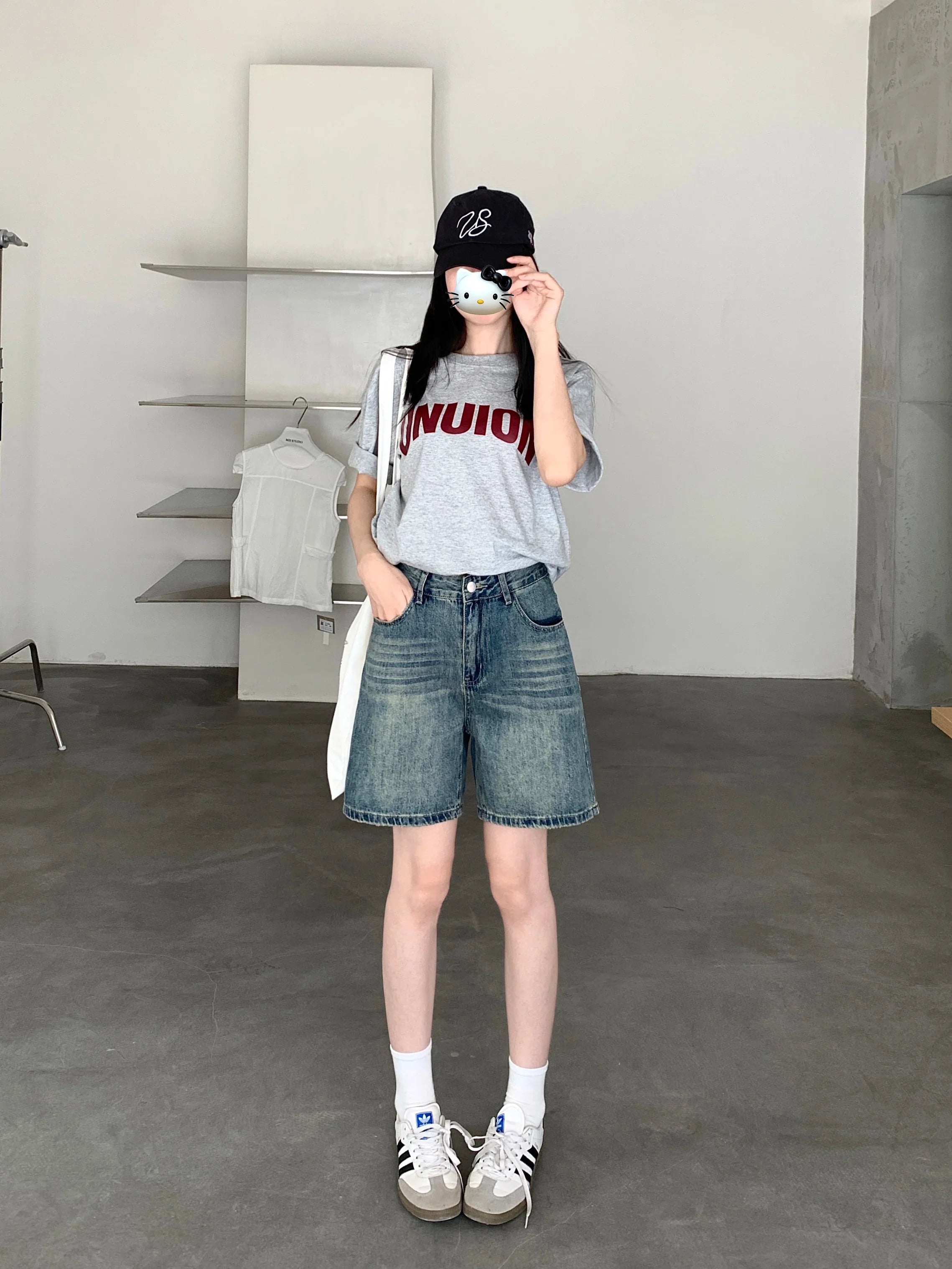 Vintage denim short met hoge taille voor dames