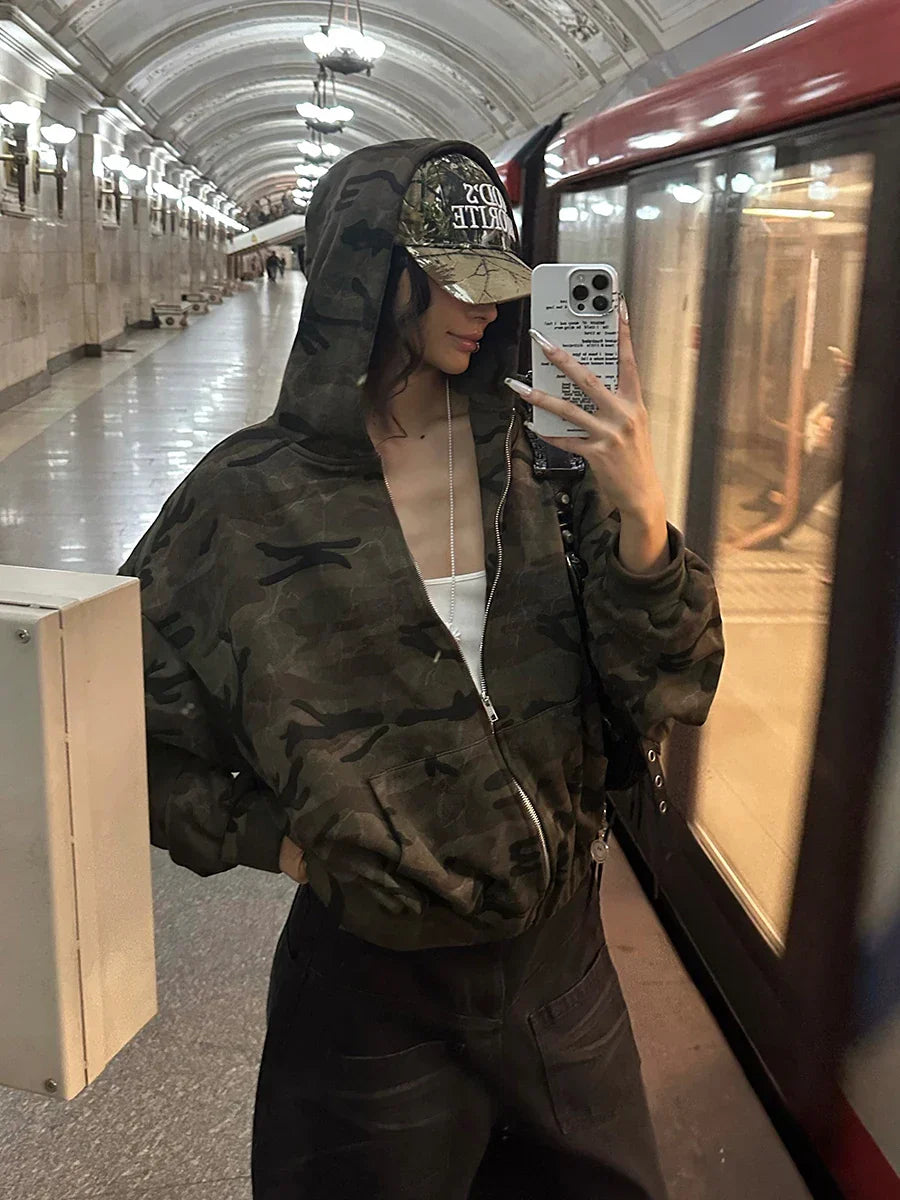 레다칙 카모 후드 오버사이즈 스웨트셔츠
