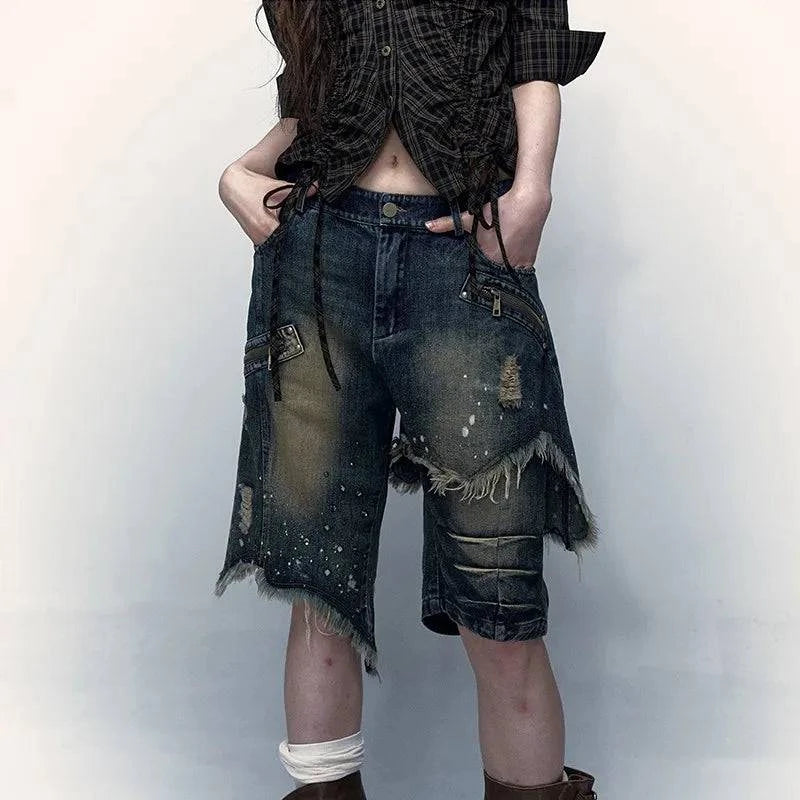 Vintage Grunge Ästhetik Abgenutzte Denim Jeans