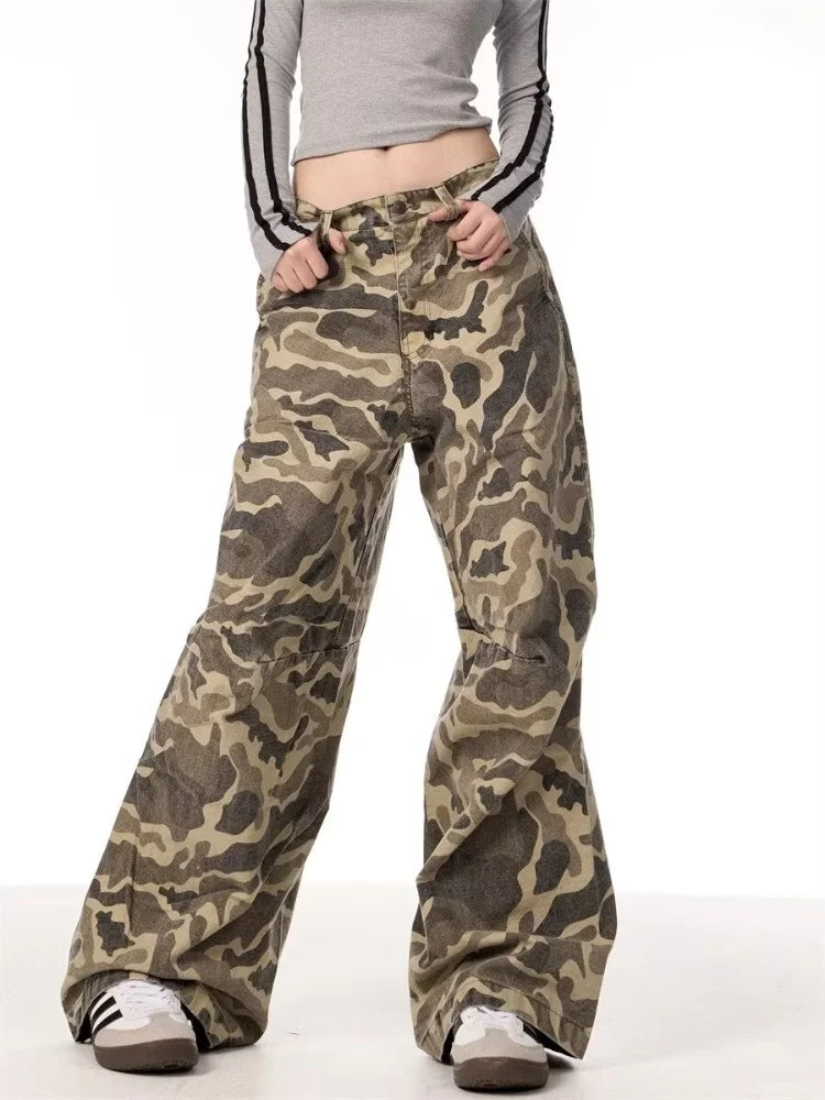 Vintage Camouflage Baggy Wide Leg Jeans