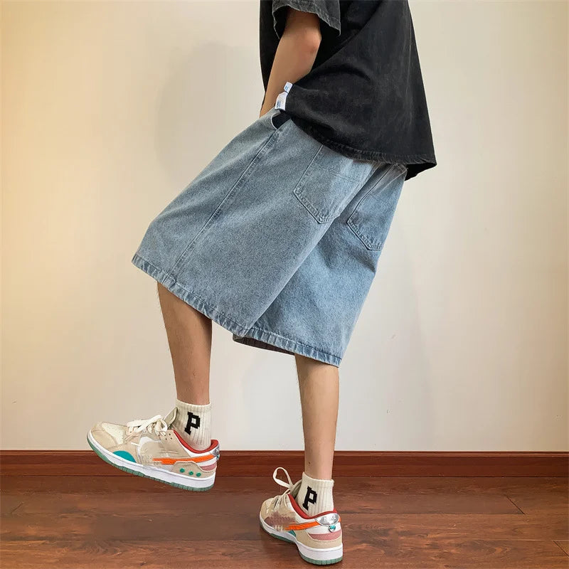 Koreaanse retro baggy denim shorts jeans
